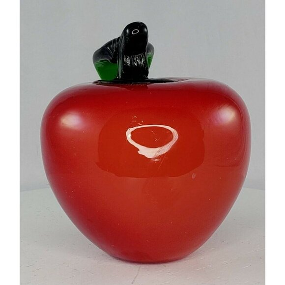 Art Glass Red Apple Fruit Fake Faux Home Decor - Picture 3 of 6